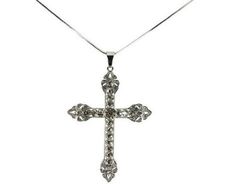 Jax Diamante Cross Necklace featuring a sparkling large cross pendant on a 72 cm chain with 8 cm extension.