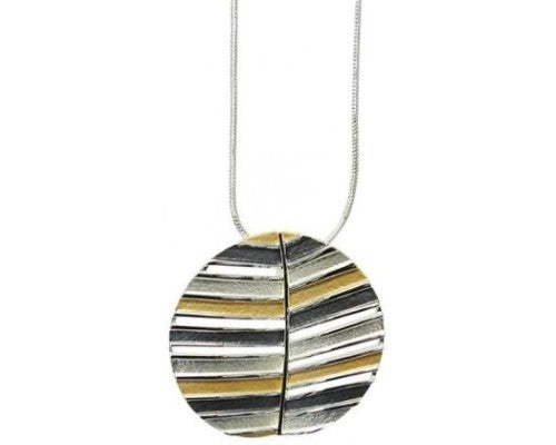 Jax Golden Leaf Necklace with matt gold, white and silver leaves on a shiny rhodium spine, 50 cm pendant on 70 cm chain.