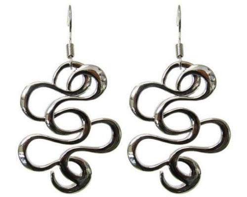Jax Dangling Swirls Earrings feature elegant rhodium-plated swirls, measuring 5cm, perfect for any occasion.