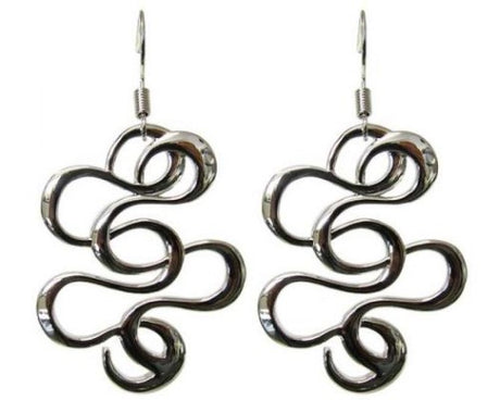 Jax Dangling Swirls Earrings feature elegant rhodium-plated swirls, measuring 5cm, perfect for any occasion.