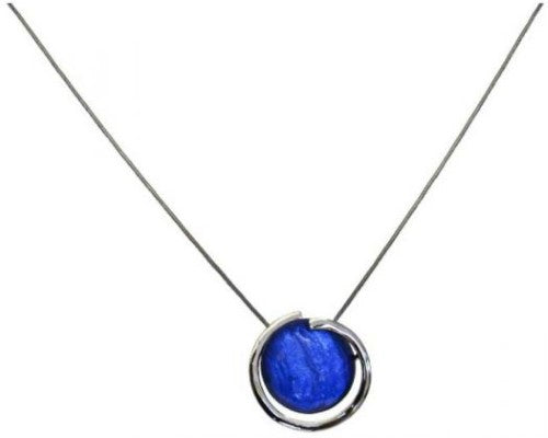 Elegant Jax Blue Moon Necklace featuring a 3.5 cm blue resin pendant on a durable plated brass snake chain.