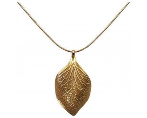 Jax Rose Gold Leaf Necklace featuring delicate leaf pendant, 70 cm chain, and elegant nature-inspired design.