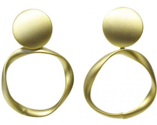Minimalist Jax Matt Gold Circles earrings, 3.5 x 2.5 cm, featuring a chic, lightweight design perfect for any occasion.