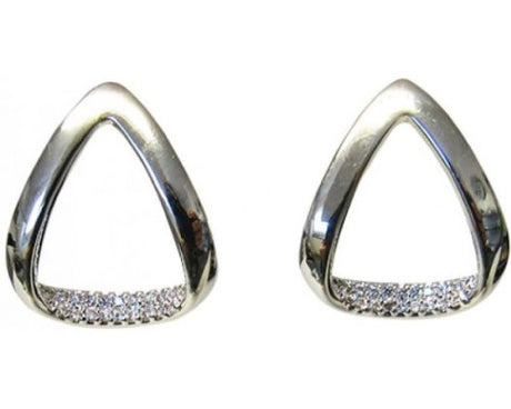 Chic triangular pierced earrings adorned with sparkling diamante stones, measuring 2 x 1.5 cm. Perfect for any occasion.