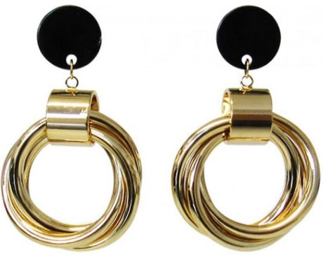 Gold post earrings featuring modern rope circle design, 4.8 x 3 cm, perfect for any occasion.