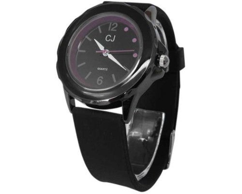 Elegant Purple Black Satin Watch with a durable black silicone band and precise Seiko movement, perfect for any occasion.