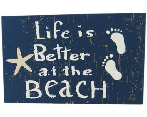 Rustic beach-themed MDF magnet measuring 11x7 cm, perfect for adding a coastal touch to any home or camper.