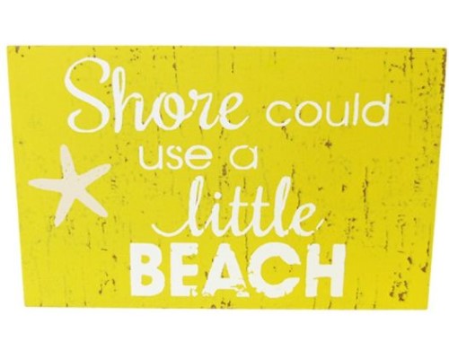Rustic MDF beach magnet measuring 11 x 7 cm, perfect for home decor or campers, evoking coastal memories.