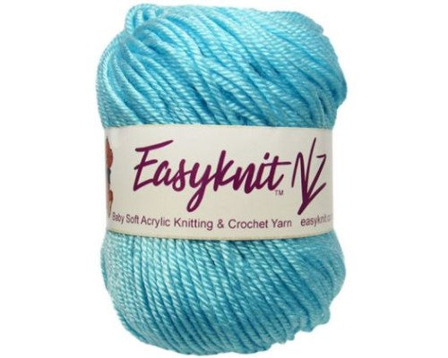 Soft baby-blue 4-ply yarn, 50g ball with 110m length, perfect for cozy garments and accessories for little ones.