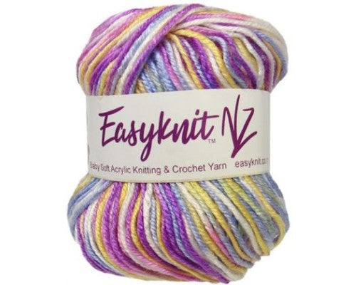 Baby-soft 4-ply yarn in soothing purple hues, perfect for knitting cozy garments and blankets for little ones.