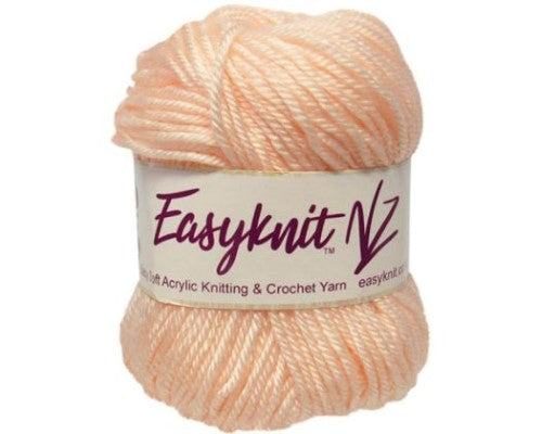 Yarn-EasyKnit Baby Peach: Soft 4-ply yarn in a gentle peach hue, perfect for baby clothes and accessories.