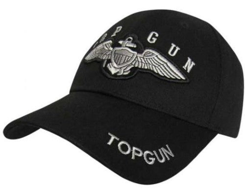 Stylish adjustable black cap inspired by Top Gun, perfect for aviation enthusiasts and everyday fashion.