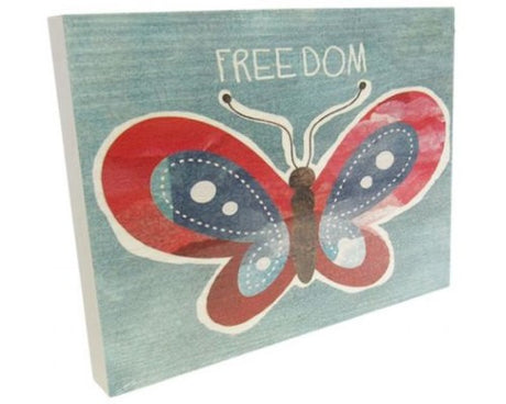 Textured wall art piece titled 'Art Freedom', measuring 26x19.5 cm, showcasing vibrant colors and a motivational design.