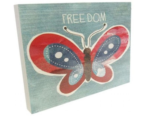 Textured wall art piece titled 'Art Freedom', measuring 26x19.5 cm, showcasing vibrant colors and a motivational design.