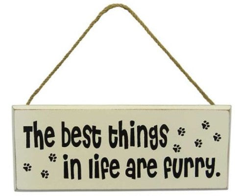 Charming Pet Word Art Sign - Furry with rustic rope hanger, perfect for celebrating pet companionship at home.