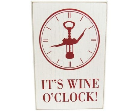 Charming 'Wine Life Hanger O'Clock' wall art, 20x30 cm MDF sign celebrating wine culture for home decor.