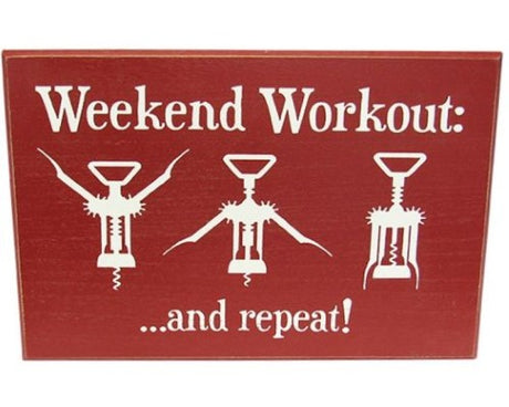 Charming 'Wine Life Hanger Workout' MDF wall art, celebrating wine and fitness for your home gym or wine cellar.