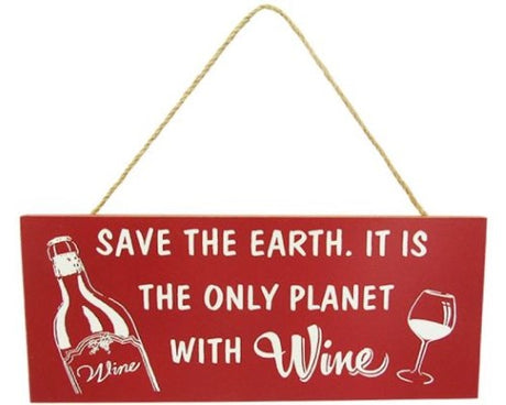 Charming red wine-themed MDF wall art with twine hanger, perfect for wine lovers' decor, measures 24 x 10 cm.