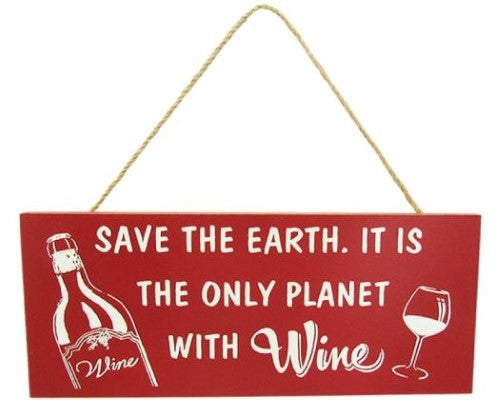 Charming red wine-themed MDF wall art with twine hanger, perfect for wine lovers' decor, measures 24 x 10 cm.