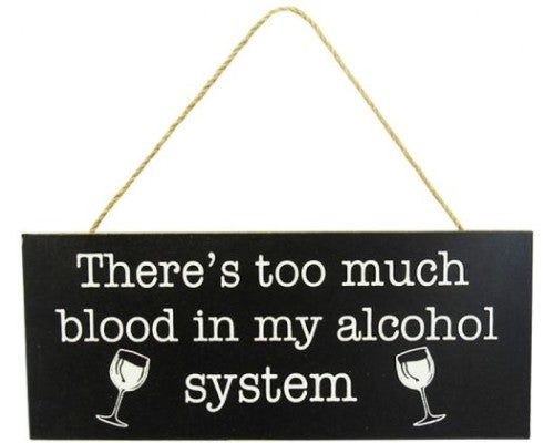 Elegant black and white wine hanger sign with twine, measuring 24 x 10 cm, perfect for any wine lover's decor.