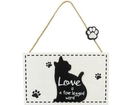 Charming wall art sign featuring a paw print design, perfect for cat lovers' home decor.