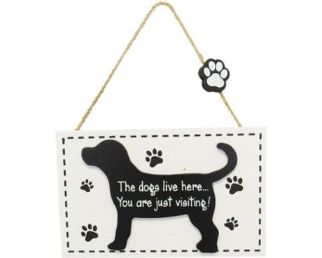 Charming MDF dog hanger sign with paw print, perfect for welcoming visitors to a dog-friendly home.