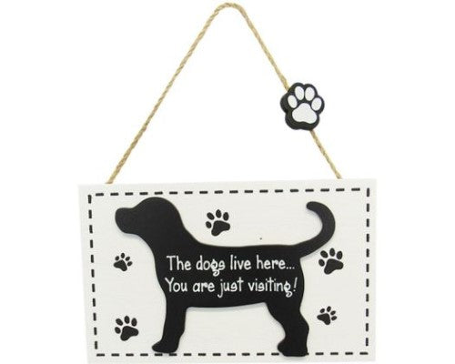 Charming MDF dog hanger sign with paw print, perfect for welcoming visitors to a dog-friendly home.