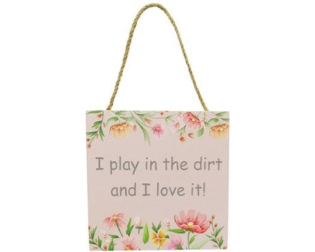 Charming 12x12 cm MDF garden sign with twine hanger, perfect for gardening enthusiasts and outdoor decor.