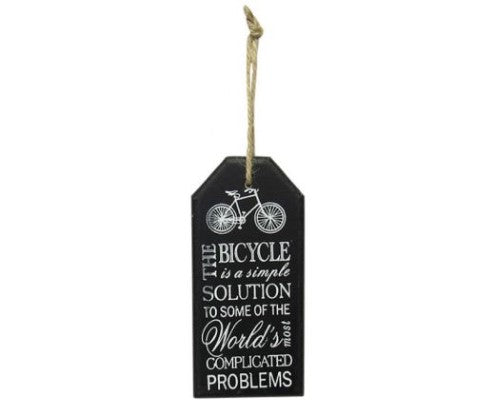 Chic black Bicycle Hanger Sign, 15 cm x 7 cm, promotes organized biking gear with easy installation and stylish design.