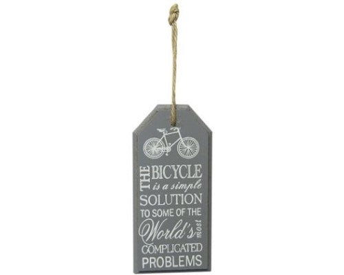 Stylish silver Bicycle Hanger Sign with rope, perfect for showcasing your passion for cycling decor.