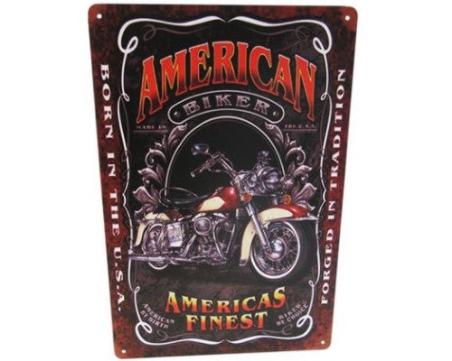Retro tin wall art sign featuring vibrant Americana designs, perfect for home or office decor.
