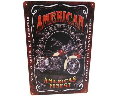 Retro tin wall art sign featuring vibrant Americana designs, perfect for home or office decor.