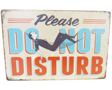 Colorful 'Do Not Disturb' tin sign, 30cm x 20cm, perfect for adding charm to doors or walls while promoting privacy.