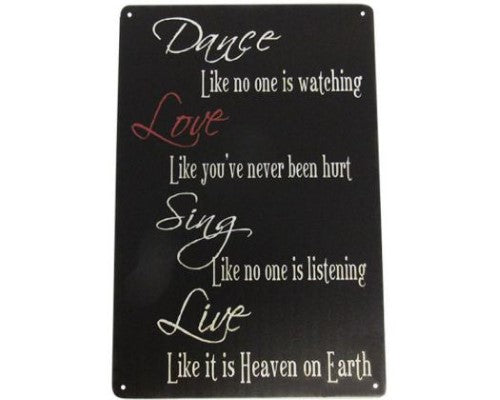 Retro tin art sign with dance and music theme, 30cm x 20cm, perfect for vibrant home or workspace decor.