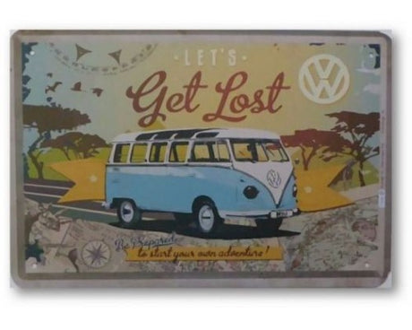 Quirky retro tin sign 'Get Lost' for beach-themed decor, 30cm x 20cm, perfect for wanderlust and adventure inspiration.
