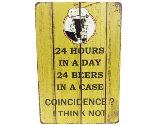 Retro Art Tin Beer Hours Sign celebrating good times in man caves and home bars, measuring 30cm x 20cm.