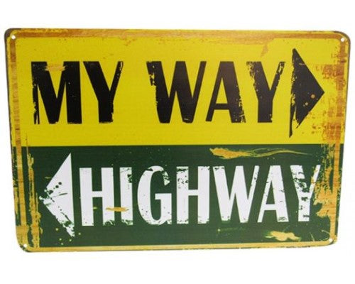 Colorful Art Tin Highway Sign, 30cm x 20cm, adds retro charm to any space with vibrant imagery and easy wall display.