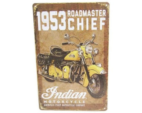Vibrant Art Tin Indian Chief Sign, 30cm x 20cm, perfect for retro decor and conversation starters in homes or offices.