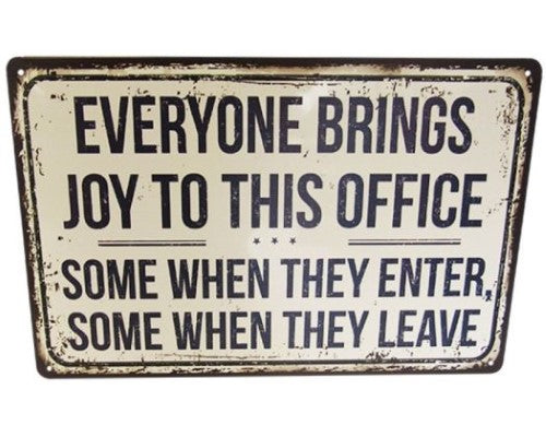 Retro tin wall art sign measuring 30cm x 20cm, perfect for quirky office decor.