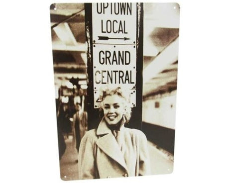 Retro tin wall art featuring Marilyn Monroe, perfect for adding vintage charm and celebrity nostalgia to any space.