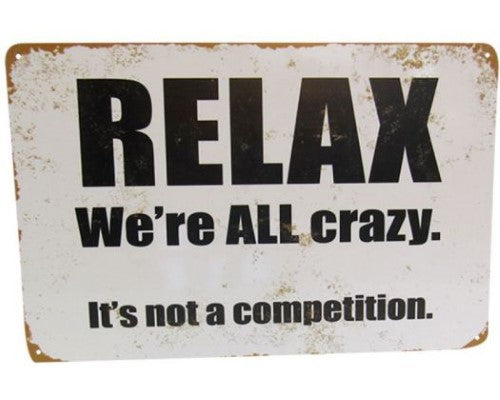 Retro tin art sign measuring 30cm x 20cm, featuring a quirky design, perfect for easy display.