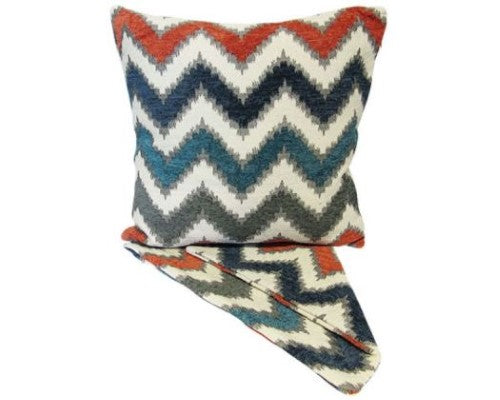 Vibrant Bright Zigzag Autumn Cushion Cover in rich autumn colors, perfect for brightening any living space.