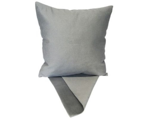 Elegant silver cushion cover with a soft texture, measuring 44cm x 44cm, features a convenient zip for easy cleaning.