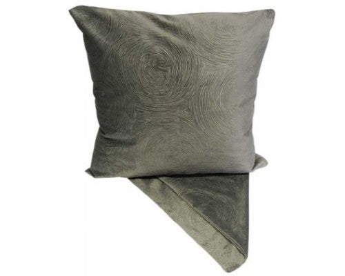 Elegant silver cushion cover with intricate swirl pattern, perfect for enhancing modern or classic interiors.