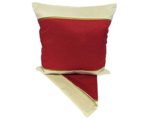 Luxurious red cushion cover with gold accents, perfect for adding elegance to any living space.