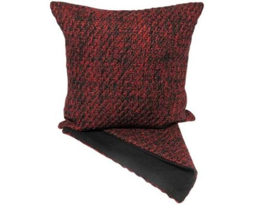Red herringbone cushion cover, 44cm x 44cm, durable fabric with zip, ideal for stylish home decor updates.
