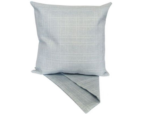 Light blue textured square cushion cover, 44cm x 44cm, with easy-access zip for stylish home decor.