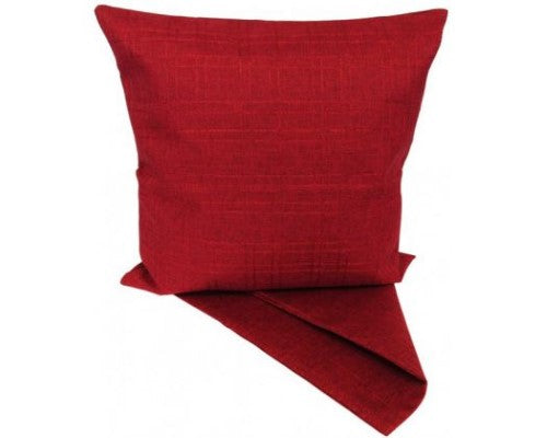 Vibrant red textured square cushion cover, 44cm x 44cm, with easy-access zip for easy washing.
