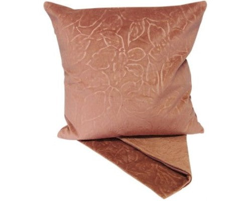 Terracotta cushion cover featuring embossed leaf design, perfect for elevating home decor and easy to wash.