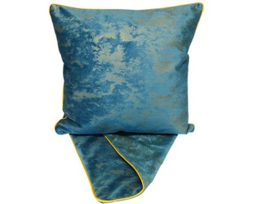 Elegant Misty Piped Satin Blue cushion cover with sleek piping, 44cm x 44cm, featuring easy access zip for convenient washing.